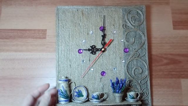 Кухонные часы из джута с миниатюрой ©2019./Jute author's idea / Бижутерия из джута "ЕВА". смотреть онлайн