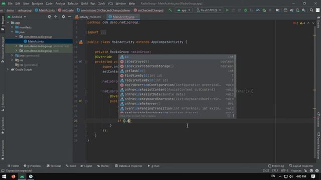 Radio Group with radio buttons in android studio смотреть онлайн