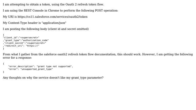 Salesforce: OAuth2 Refresh Token Flow - Unsupported Grant Type смотреть онлайн