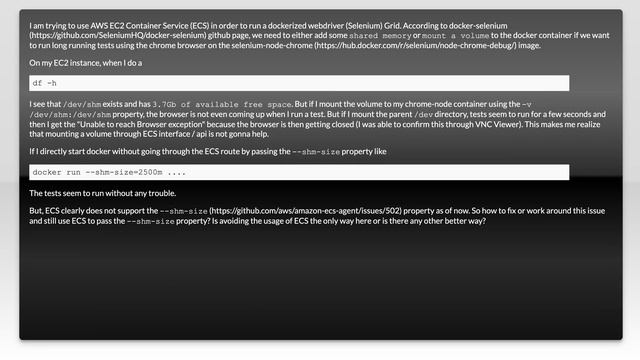 Amazon ECS support for --shm-size in docker смотреть онлайн