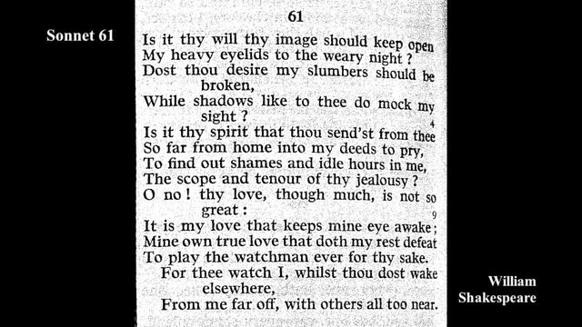 Sonnet 61 written by William Shakespeare смотреть онлайн