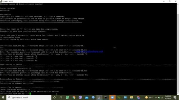 Updating Extreme Networks EXOS Switch Using TFTP Server - Firmware 30.7.2.1