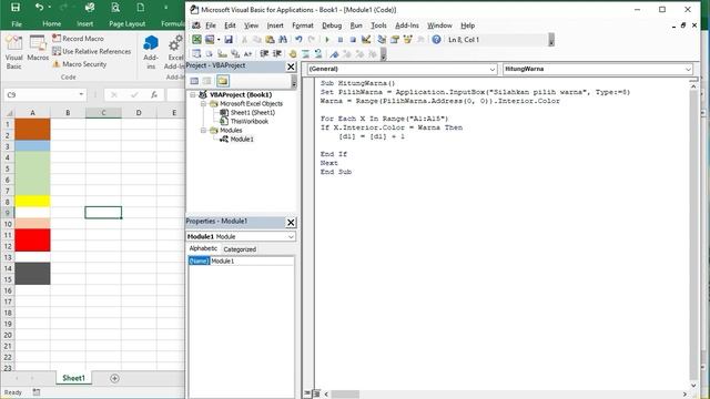Hitung kolom Warna Excel Dengan InputBox - Tutorial Macro VBA Excel untuk Pemula смотреть онлайн