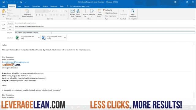 Outlook Reply with Email Template | VBA Macro #32 смотреть онлайн