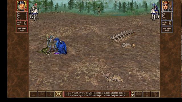 Heroes of Might and Magic 3 - 675 Chaos Hydra vs 100 Azure Dragons смотреть онлайн