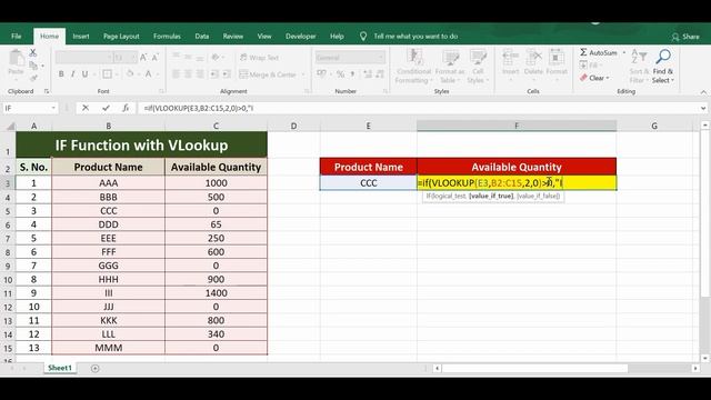 IF Function with Vlookup in Excel - Excel Formula Example смотреть онлайн