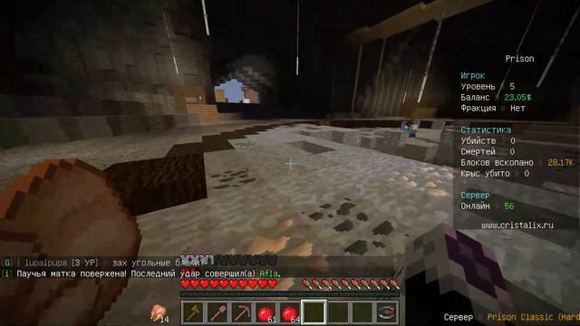 5 Уровень и Открытие 66 ключей Cristalix Prison Hard смотреть онлайн