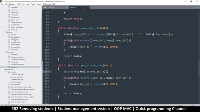 #62 Removing students | Student management system in PHP | OOP MVC | Quick programming tutorial смотреть онлайн