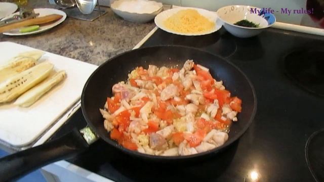 Баклажаны запеченные в духовке! Баклажаны с мясом и сыром! смотреть онлайн