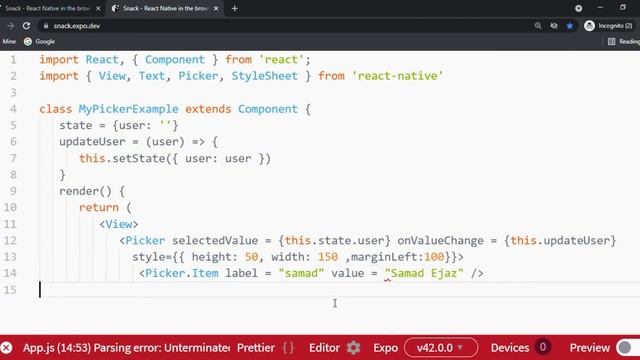 Dropdown(Picker)- React Native Tutorial for Beginners - Build a React Native App [2021] смотреть онлайн