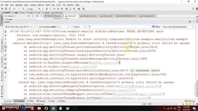 A TaskDescription's Primary Color Should Be Opaque