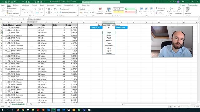 Excel 365-Funktionen: EINDEUTIG und SORTIEREN смотреть онлайн