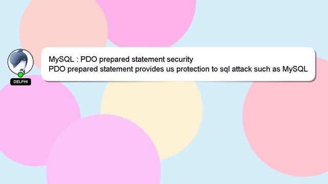 MySQL : PDO prepared statement security смотреть онлайн