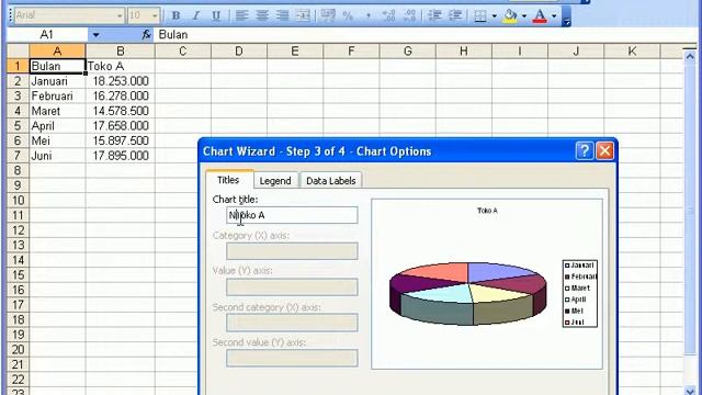 03 Grafik Toko A pie Grafik Excel 2003 Match85 смотреть онлайн