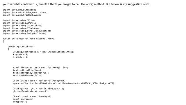 Trouble with JScrollPane in JTextArea in JPanel in JFrame (2 Solutions!!) смотреть онлайн