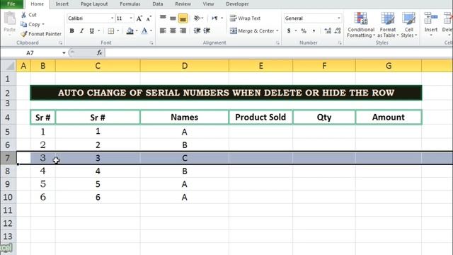 Auto Change Of Serial Numbers When Delete Or Hide The Rows in Excel смотреть онлайн
