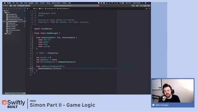 Swiftly Built - Ep 2 - Simon Game - Beginning Game Logic смотреть онлайн