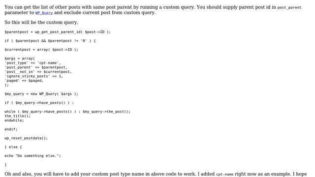 Wordpress: List children on child post смотреть онлайн