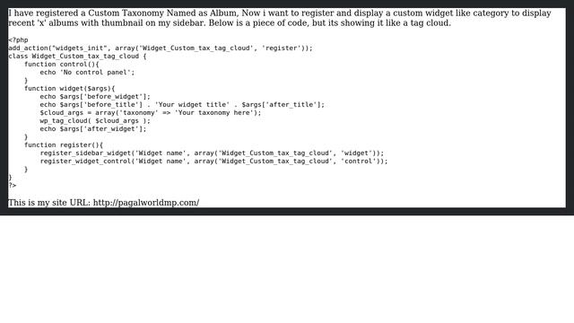 Wordpress: How to Register and Display Widget for Custom taxonomy? смотреть онлайн