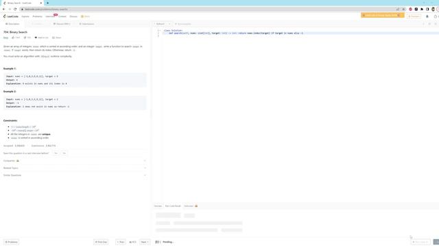 704. Binary Search - Python - One Line смотреть онлайн