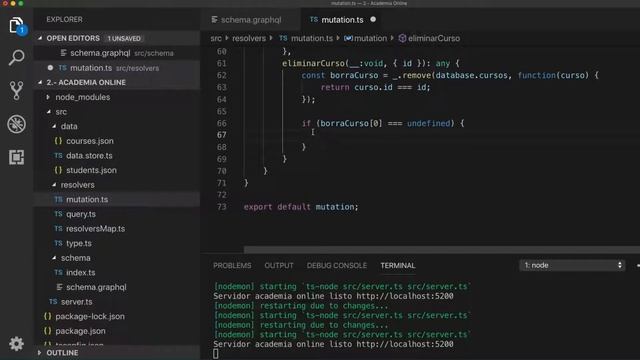 GraphQL - Academia Online en GraphQL - Eliminar curso смотреть онлайн