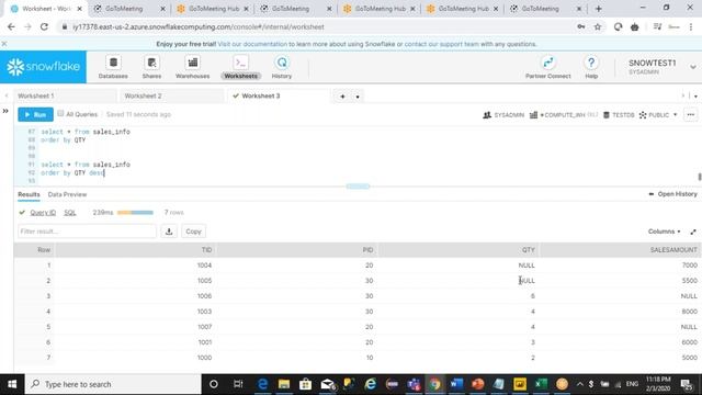 Order By in SnowFlake|Nulls First/Last|SnowFlake computing Tutorial |SnowFlake by Srinivas Gorrepat смотреть онлайн