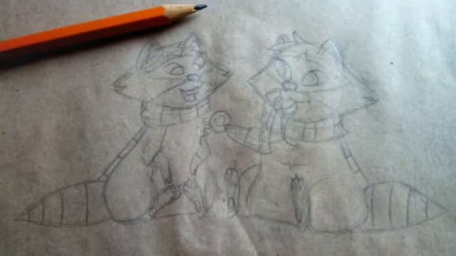 Как нарисовать енота? "Влюбленные еноты". Урок рисования. смотреть онлайн