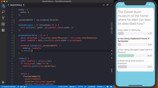 Use Animated.timing in React Native (React Native Animated Answer Bar - Part 6/7) смотреть онлайн