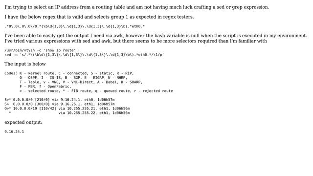 Unix & Linux: Select an IP address in a regex group from a multi line string смотреть онлайн