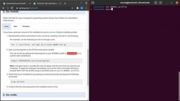 Install Go on Ubuntu 20.04 (with VSCode development setup)
