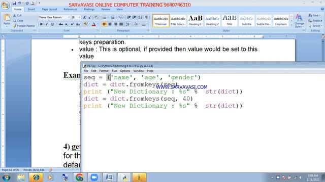 Online Core Python(Dictionary functions and method) Day-33 смотреть онлайн