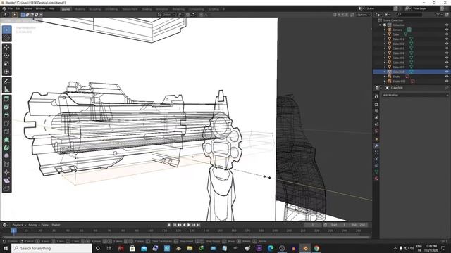 Modeling Sci-Fi Revolver In blender 2.91 (revolver gun) смотреть онлайн