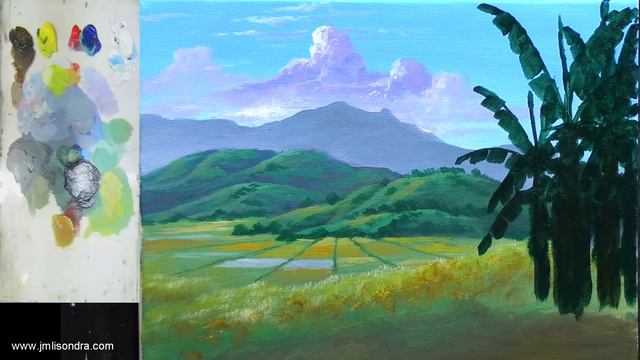 Tutorial / Landscape Acrylic Painting / Rice Fields And Bananas / JMLisondra