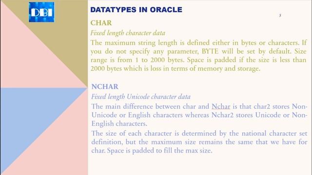 DBI - Data Types in Oracle смотреть онлайн