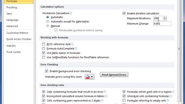 Excel 2010 Change the Way Microsoft Excel Calculates Formulas by Iteration смотреть онлайн