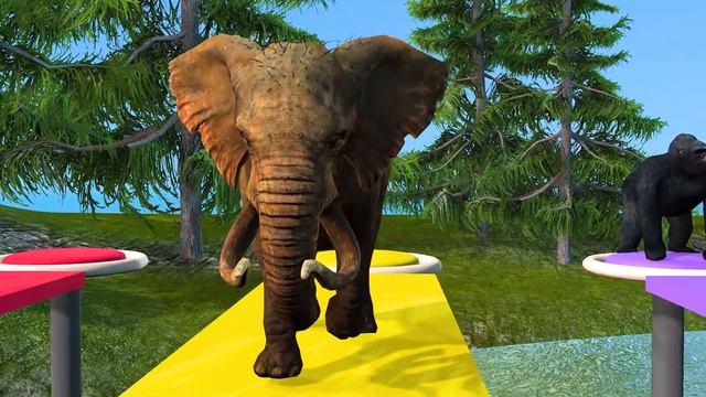Paint & Animals Gorilla, Tiger, Lion, Elephant, Bear Fountain Crossing Transformation Animal Cartoo