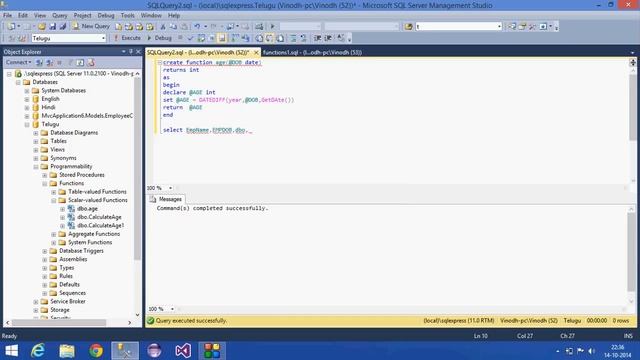 20 SQL Server Tutorials Hindi Scalar user Defined Functions смотреть онлайн