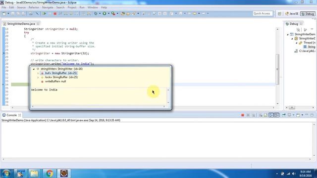 Example of StringWriter constructor accept initialSize | Java IO | Java Tutorial смотреть онлайн