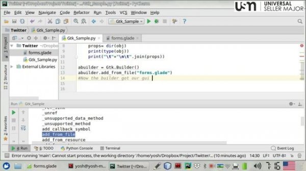 Python3 GTK Glade tutorial first step