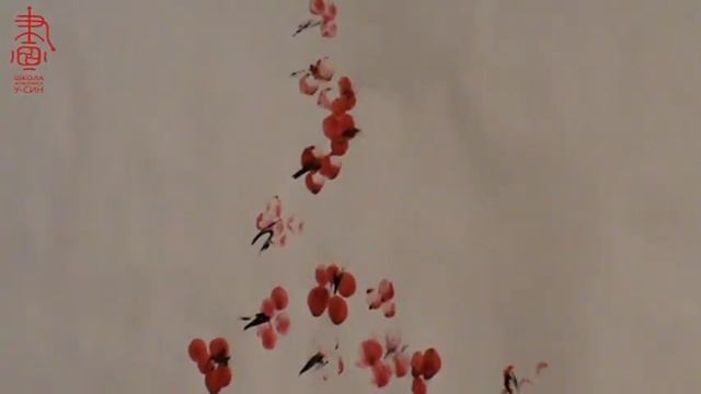 Китайская живопись сливы Мэй 梅花. Китайская живопись пальцем Чжихуа . смотреть онлайн