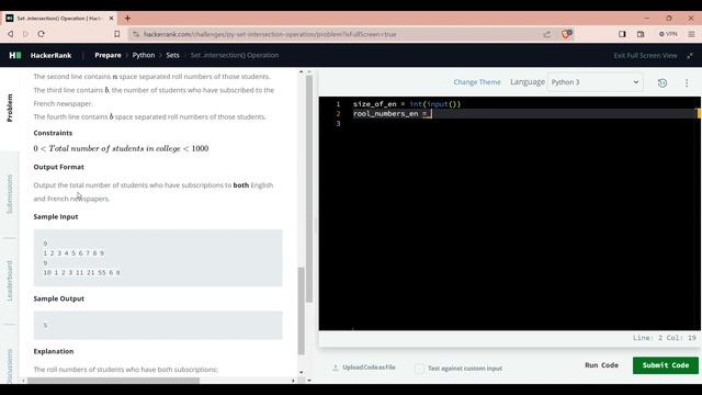 Set .intersection() Operation - HackerRank (Python) - #python #hackerrank смотреть онлайн