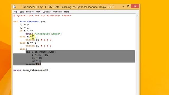 Python Tutorial 13: Python Program to find the nth term of Fibonacci series смотреть онлайн