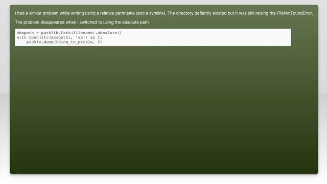 FileNotFoundError while writing to a Pickle file смотреть онлайн