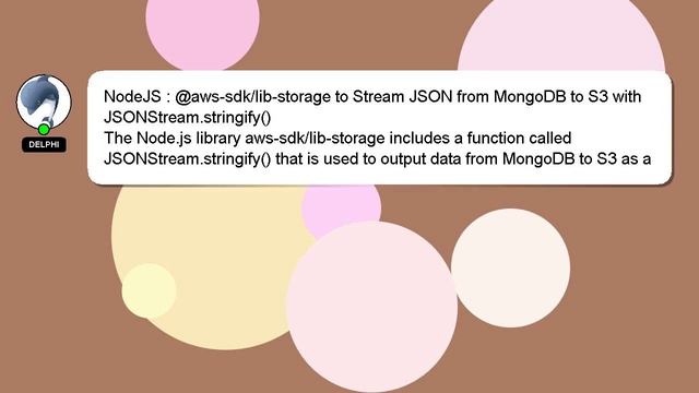 NodeJS : @aws-sdk/lib-storage to Stream JSON from MongoDB to S3 with JSONStream.stringify() смотреть онлайн