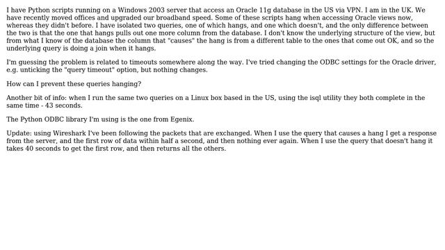 Queries hang when accessing Oracle via ODBC and Python (2 Solutions!!) смотреть онлайн