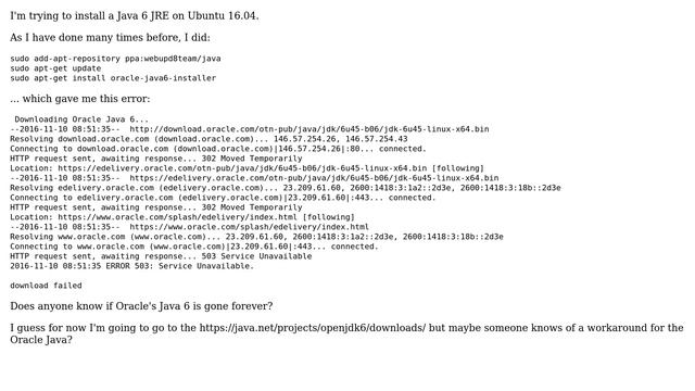 Ubuntu: Why can't I install Oracle Java 6? смотреть онлайн