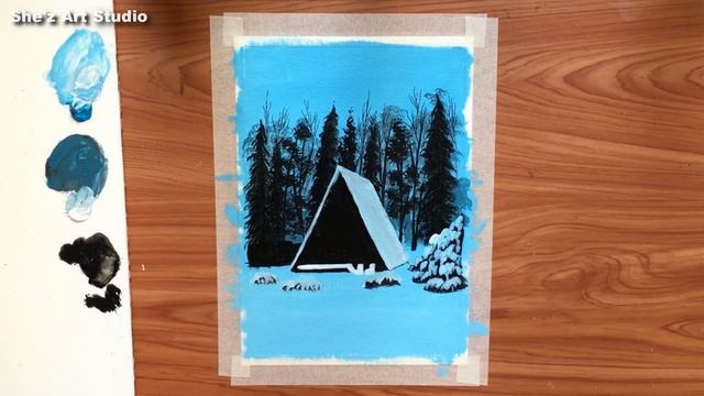 Winter's First Snowfall painting for beginners | Acrylic Painting landscape смотреть онлайн