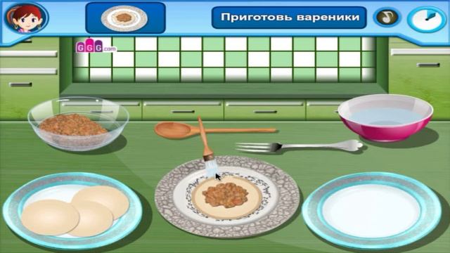 Игра "Кулинария Сары. Варенники" смотреть онлайн