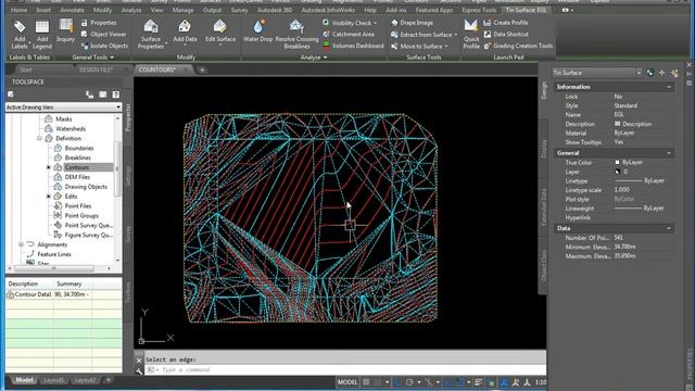CREATING SURFACE FROM POLYLINE AND EDITING CONTOUR LINES смотреть онлайн