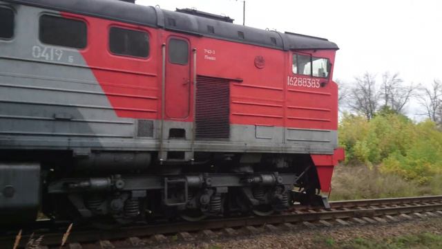 Сплотка тепловозов 2ТЭ10У-0419, 2ТЭ10У-0432 ТЧЭ-3 Пенза (-III) и 3ТЭ10У - 0066 ТЧЭ-36 Новомосковск смотреть онлайн